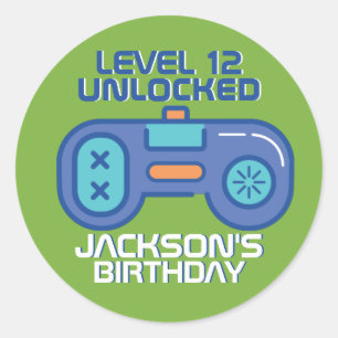 ゲーマーレベルのロック解除されたビデオゲームボーイ誕生日 ラウンドシール
