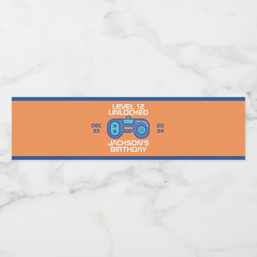 ゲーマーレベルのロック解除されたビデオゲーム少年の誕生日 ペットボトルラベル (シングルラベル)