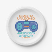 ゲーマーレベルのロック解除されたビデオゲーム少年の誕生日 ペーパープレート (正面)