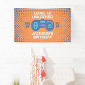 ゲーマーレベルのロック解除されたビデオゲーム少年の誕生日 横断幕 (インサイチュ)