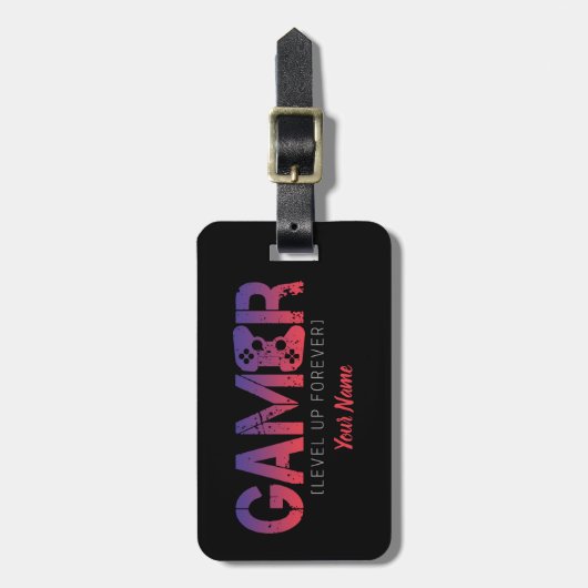 ゲーマーレベルアップフォーエバージェシェンクフールおたくウントギーク ラゲッジタグ (正面縦)