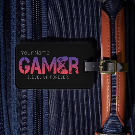 ゲーマーレベルアップフォーエバーヴィンテージゲームパッドデザイン ラゲッジタグ (正面インサイチュ4)