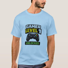 ゲーマーレベル1解除 初心者コントローラーユーモア Tシャツ
