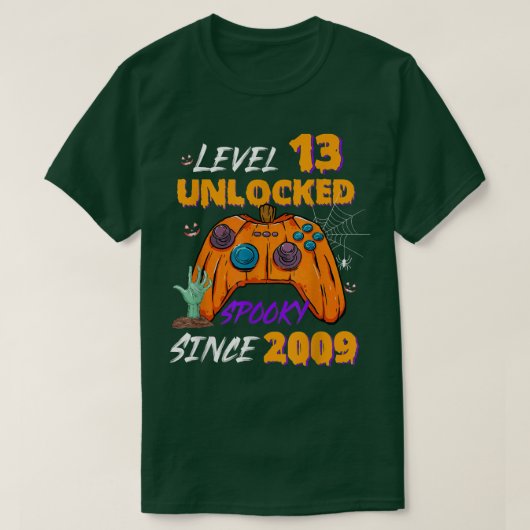 ゲーマーレベル13のロック解除13誕生日以不気味降 Tシャツ (デザイン正面)