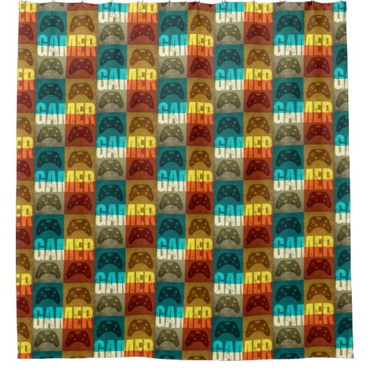 ゲーマーヴィンテージビデオゲーム制御装置 シャワーカーテン (正面)