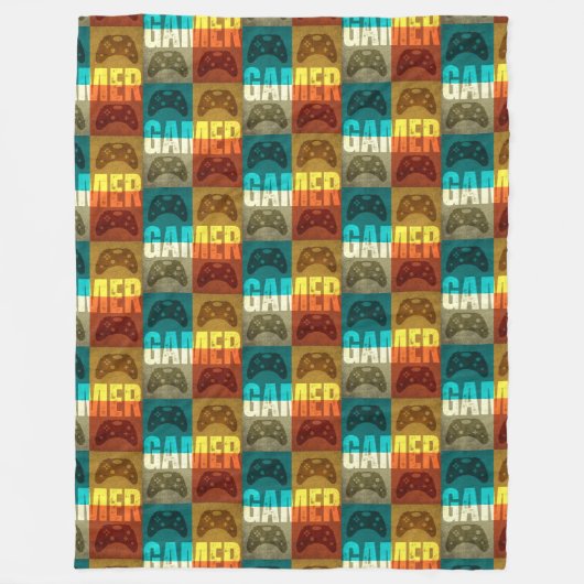ゲーマーヴィンテージビデオゲーム制御装置 フリースブランケット (正面)
