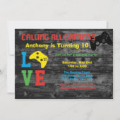 ゲーマー全員集合！誕生日パーティーの招待状 招待状 (正面)