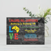 ゲーマー全員集合！誕生日パーティーの招待状 招待状 (スタンド正面)