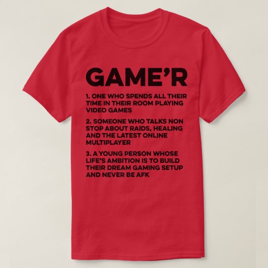 ゲーマー名詞定義ビデオゲームプレーヤーゲーム Tシャツ (デザイン正面)