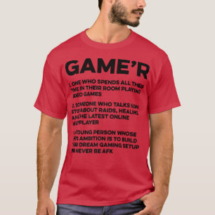 ゲーマー名詞定義ビデオゲームプレーヤーゲーム Tシャツ