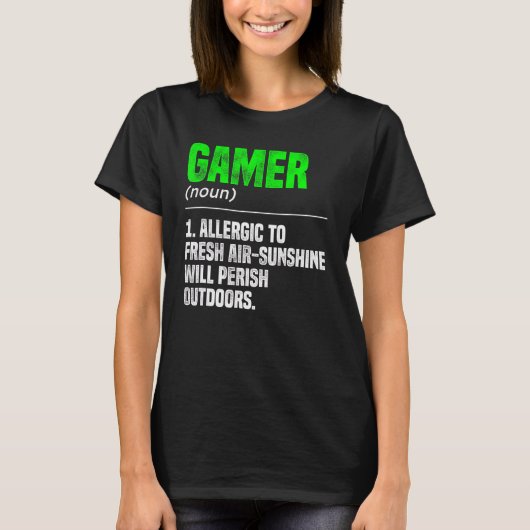 ゲーマー名詞定義ビデオゲームプレーヤーゲームPc Tシャツ (正面)