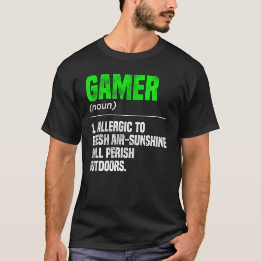 ゲーマー名詞定義ビデオゲームプレーヤーゲームPc Tシャツ (正面)