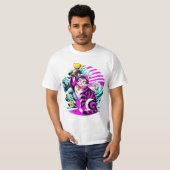 ゲーマー向けのボールドビクトリーキャットポップアートスタイル、猫好きに Tシャツ (正面フル)