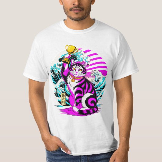 ゲーマー向けのボールドビクトリーキャットポップアートスタイル、猫好きに Tシャツ (正面)