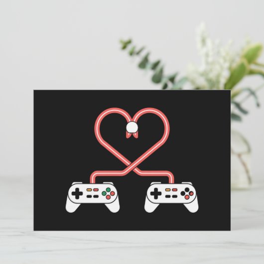ゲーマー向けバレンタインデー ハート型のコントローラー付き シーズンカード (スタンド正面)