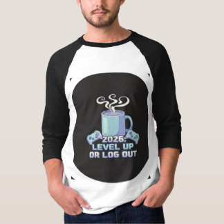 ゲーマー向けモチベーショナルTシャツ | レベルアップかログアウトか Tシャツ