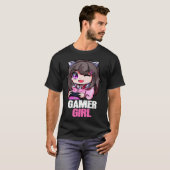 ゲーマー女の子かわいいゲームのギフト女の子ゲーマーのためのビデオ Tシャツ (正面フル)
