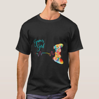 ゲーマー女の子かわいいビデオゲーム愛好家ゲーミングハートビート Tシャツ