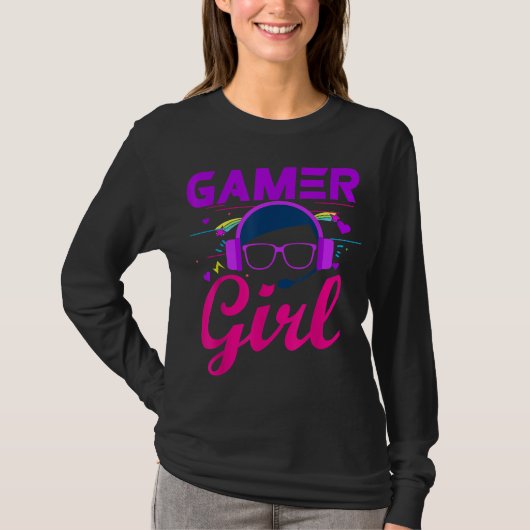 ゲーマー女の子のための可愛いゲーム女の子ゲーマーのビデオゲーム Tシャツ (正面)