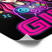 ゲーマー女の子ビデオゲーム女性ゲーム恋人かわいいギフト ポスター (角)