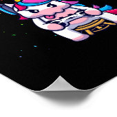 ゲーマー女の子ユニコーンゲームかわいいビデオゲーム ポスター (角)