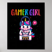ゲーマー女の子ユニコーンゲームかわいいビデオゲーム ポスター (正面)