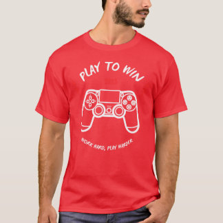 ゲーマー女子のためのビンテージ風デザイン「勝つためにプレイ」 Tシャツ