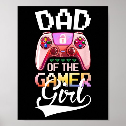 ゲーマー女子のパパのマッチングビデオゲーム 誕生日 ポスター (正面)