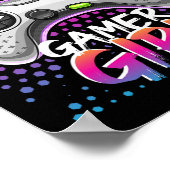 ゲーマー女子の兄妹お揃いビデオゲームバースデーギフト ポスター (角)