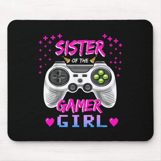 ゲーマー女子の姉妹のビデオゲーム 誕生日 マウスパッド (正面)