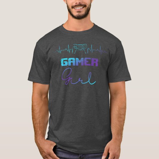 ゲーマー女子の鼓動 ビデオゲーム コントローラー Tシャツ (正面)