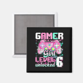 ゲーマー女子 レベル6 アンロック済み ゲーム 6歳の誕生日 マグネット (正面/裏面)