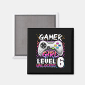 ゲーマー女子 レベル6 アンロック済み ゲーム 6歳 誕生日 マグネット (正面/裏面)
