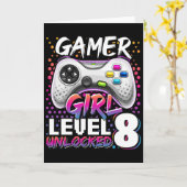 ゲーマー女子 レベル8 アンロック済み ゲーム 8歳 誕生日 カード (黄色い花)