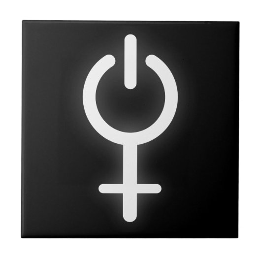 ゲーマー女性用ガールパワー電子シンボル タイル (正面)