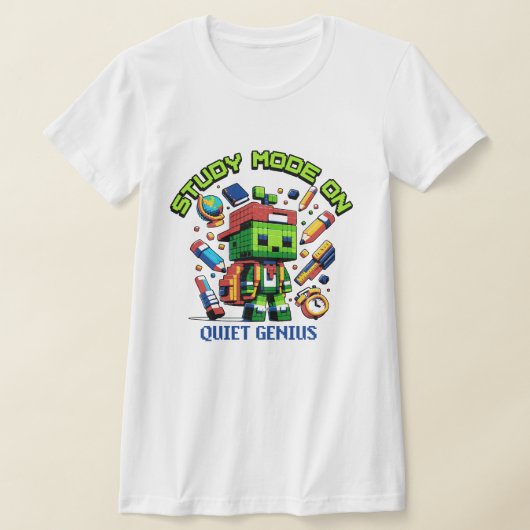 ゲーマー学生のための「スタディモードオン ゲーマー静かなる天才」 Tシャツ (レイダウン)