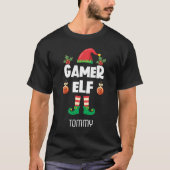 ゲーマー小妖精や小人おもしろい皮肉なクリスマス家族の衣装の名前 Tシャツ (正面)