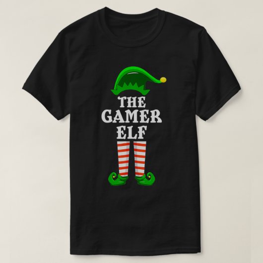 ゲーマー小妖精や小人ファミリーグループマッチングクリスマスパーティーPa Tシャツ (デザイン正面)