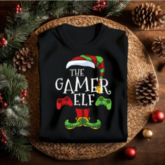 ゲーマー小妖精や小人ファミリーマッチングクリスマスコーディネート名 Tシャツ