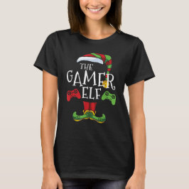ゲーマー小妖精や小人ファミリーマッチングクリスマス Tシャツ