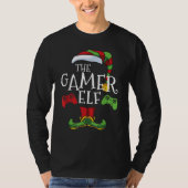 ゲーマー小妖精や小人ファミリーマッチングクリスマス Tシャツ (正面)