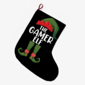 ゲーマー小妖精や小人マッチングファミリークリスマスゲーマー ラージクリスマスストッキング (正面 (吊り時))