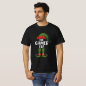 ゲーマー小妖精や小人マッチングファミリークリスマスゲーマー Tシャツ (正面フル)