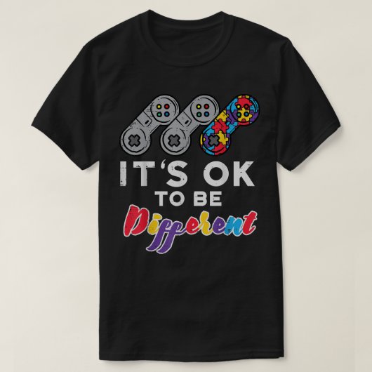 ゲーマー少年違う自閉症意識GirになるOk Tシャツ (デザイン正面)