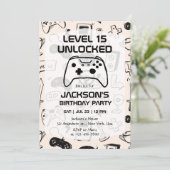 ゲーマー少年 ビデオゲームプレイヤー 誕生日おめでとう 招待状 (スタンド正面)