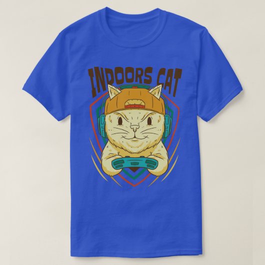 ゲーマー屋内猫 Tシャツ (デザイン正面)