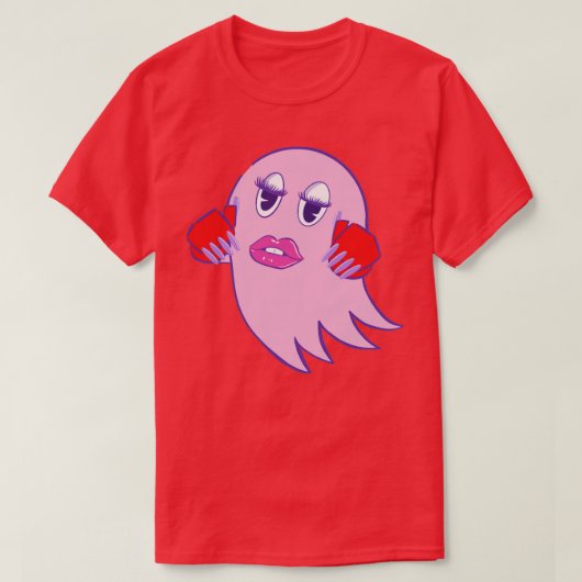 ゲーマー幽霊ピンク Tシャツ (デザイン正面)