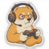 ゲーマー怒りの柴犬 シール (正面)