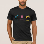ゲーマー性別シンボルコントローラー面白いデザイン Tシャツ (正面)