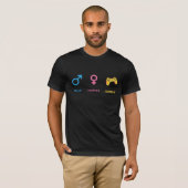 ゲーマー性別シンボルコントローラー面白いデザイン Tシャツ (正面フル)